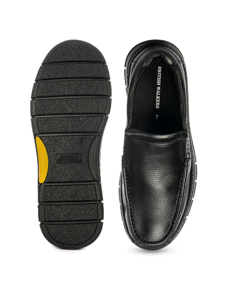 KHADIM British Walkers Black Leather Slip On Formal Shoe for Men